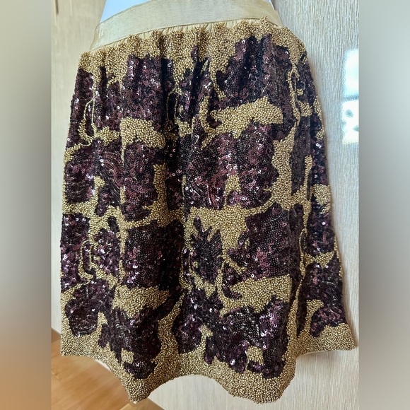 Dresses & Skirts - Gorgeous Mini Skirt Gold Beaded and Purple Sequin Design Ready for Holidays